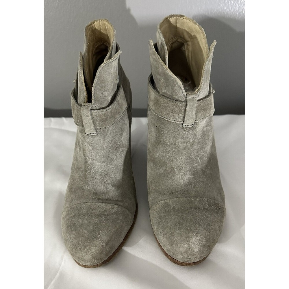 Rag & Bone Womens Sz 38 (US Sz 7.5) Gray Leather Heeled Ankle Boots Suede Bootie